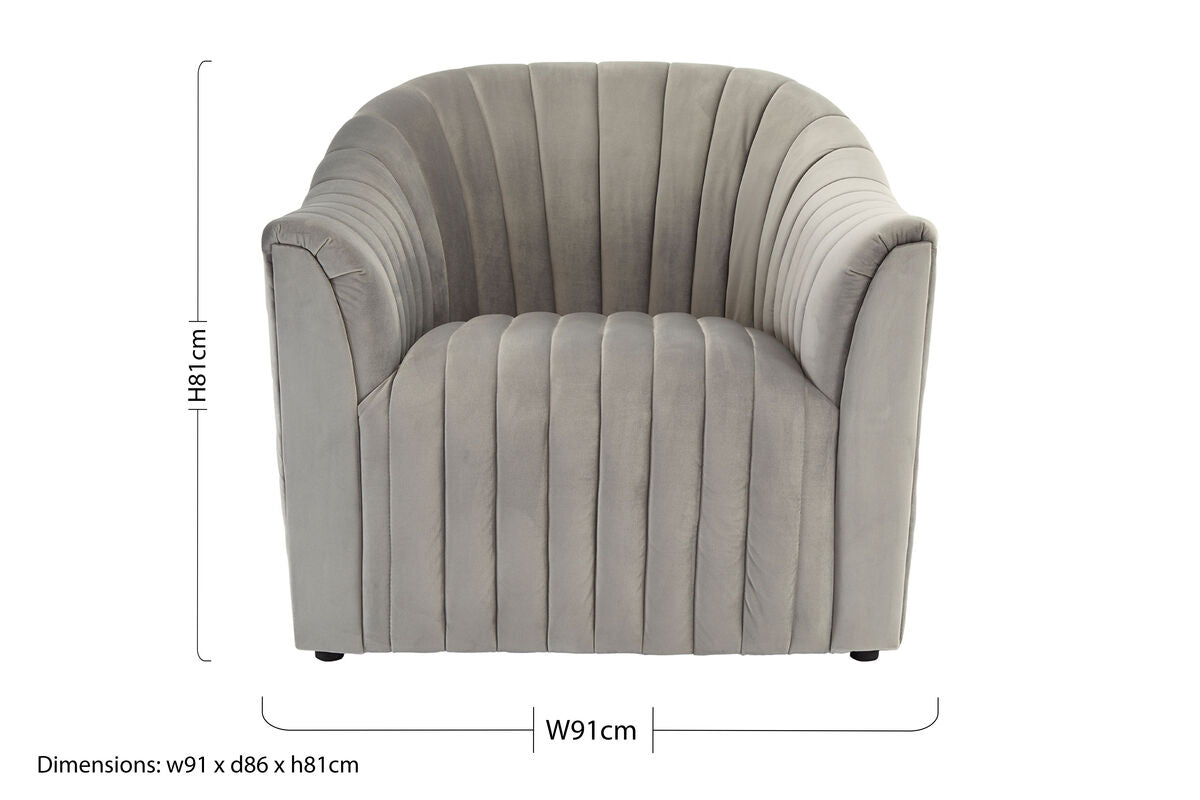 Opel Grey Velvet Armchair - PN Home