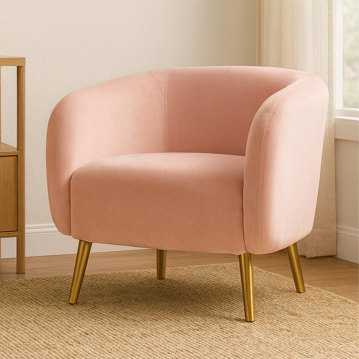 Louxor Pink Velvet Round Armchair - PN Home