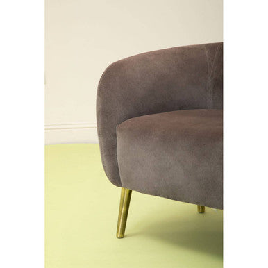 Louxor Grey Velvet Round Armchair