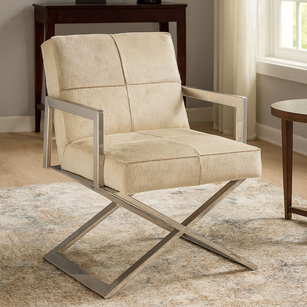 Kensington Townhouse Genuine Grey Leather Chair - PN Home