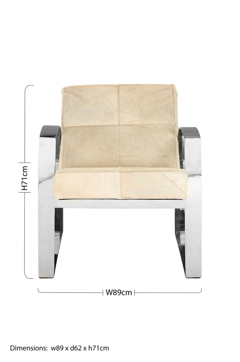 Kensington Townhouse Hairon Leather Chair With Steel Legs - PN Home