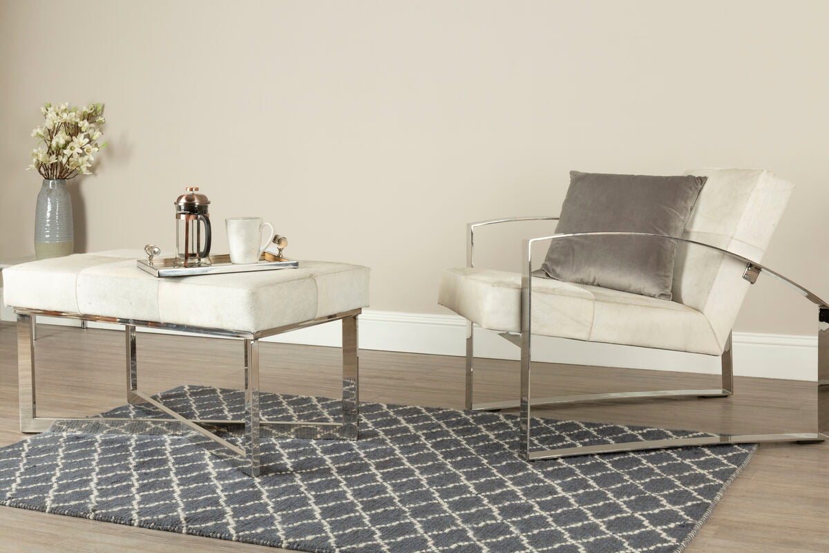 Kensington Townhouse Hairon Leather Chair With Steel Legs - PN Home