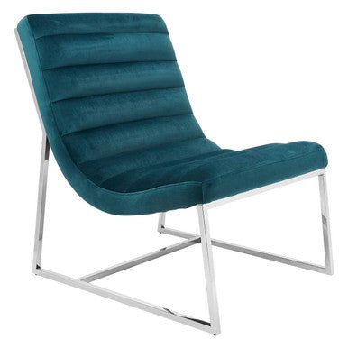 Vogue Teal Velvet Curving Profile Lounge Chair - PN Home