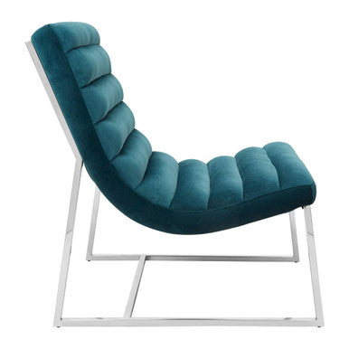 Vogue Teal Velvet Curving Profile Lounge Chair - PN Home