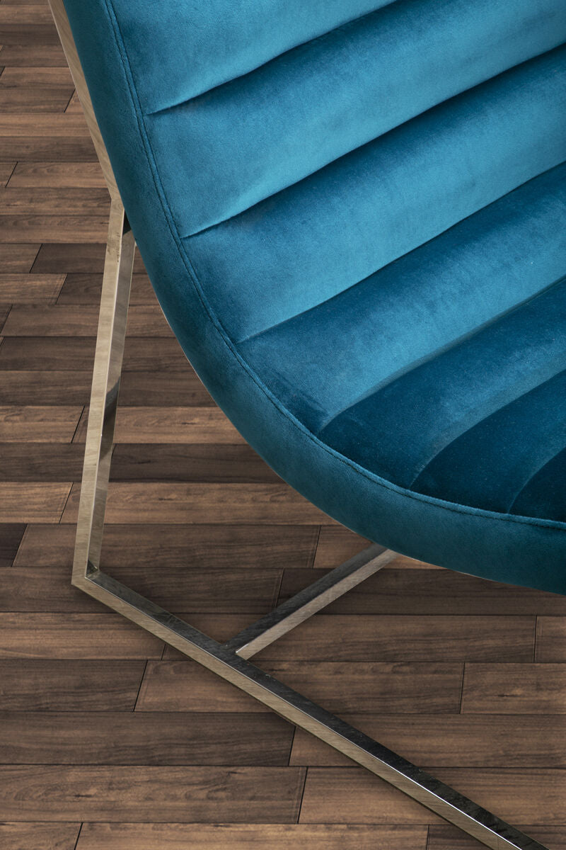 Vogue Teal Velvet Curving Profile Lounge Chair - PN Home