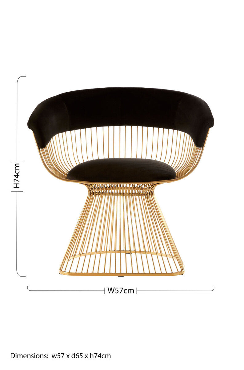 Vogue Black Velvet And Gold Finish Chair - PN Home