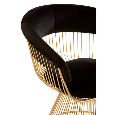 Vogue Black Velvet And Gold Finish Chair - PN Home