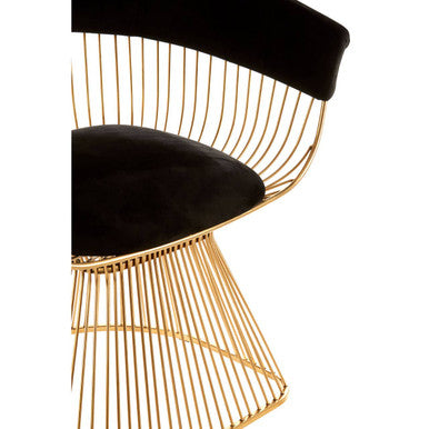Vogue Black Velvet And Gold Finish Chair - PN Home
