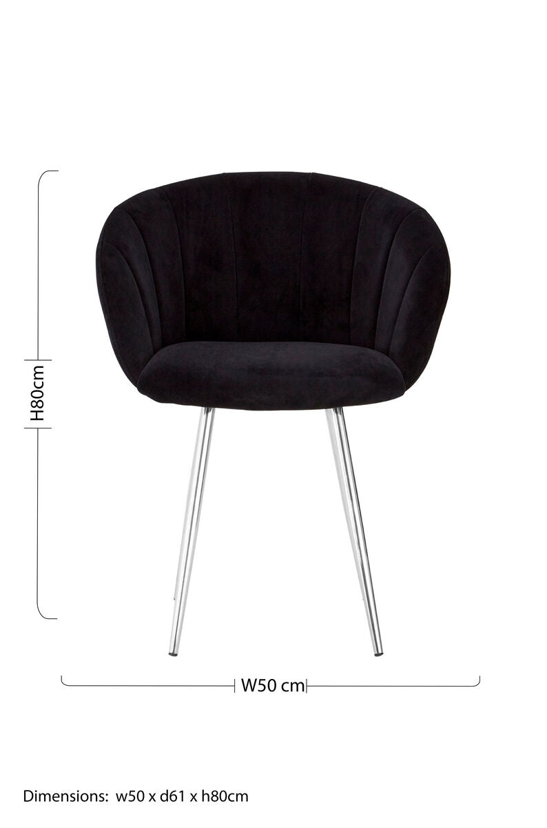 Vogue Black And Silver Velvet Chair - PN Home