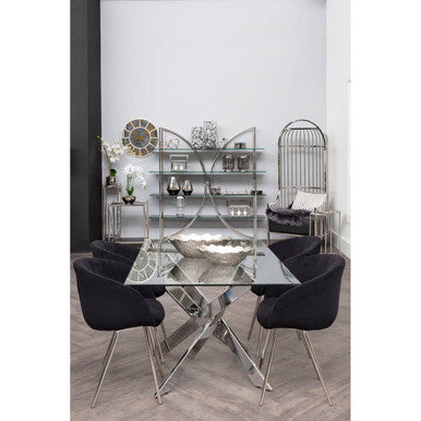 Vogue Black And Silver Velvet Chair - PN Home