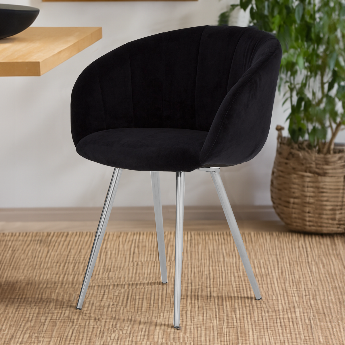 Vogue Black And Silver Velvet Chair - PN Home