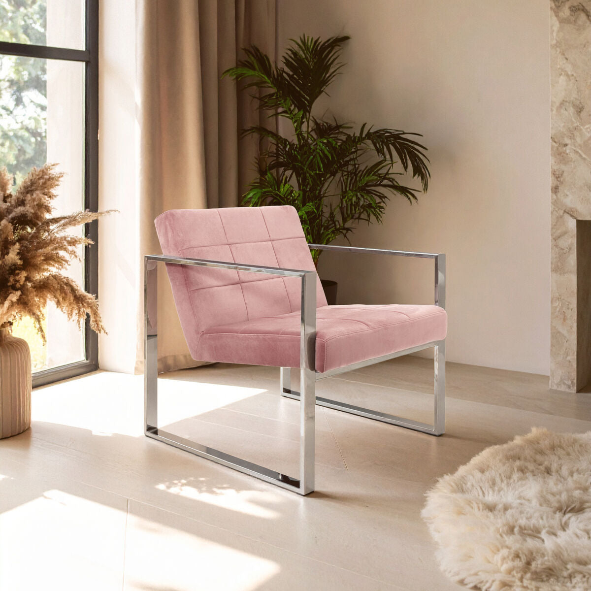 Vogue Pink Velvet Lounge Chair - PN Home