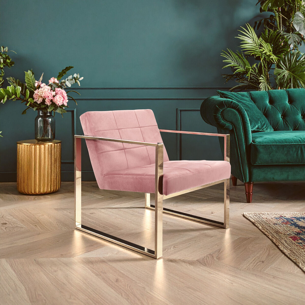 Vogue Pink Velvet Lounge Chair - PN Home