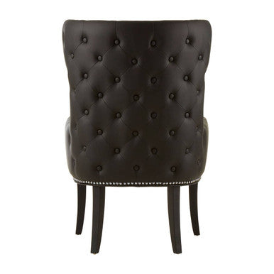 Doucet Natural Fabric Armchair with Black Leather Effect Back - PN Home