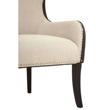 Doucet Natural Fabric Armchair with Black Leather Effect Back - PN Home