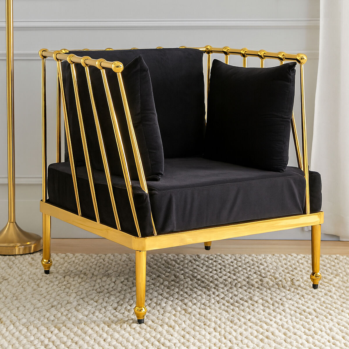 Novo Chair With Gold Finish Tapered Arms - PN Home