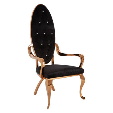 Novara Black Velvet And Rose Gold Baroque Chair - PN Home