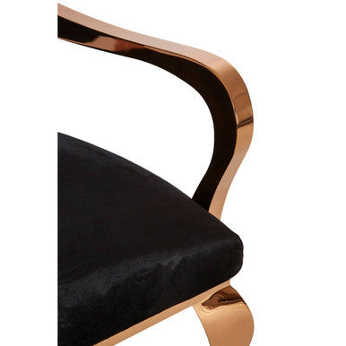 Novara Black Velvet And Rose Gold Baroque Chair - PN Home