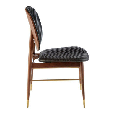 Kenso Black Leather and Walnut Wood Dining Chair - PN Home