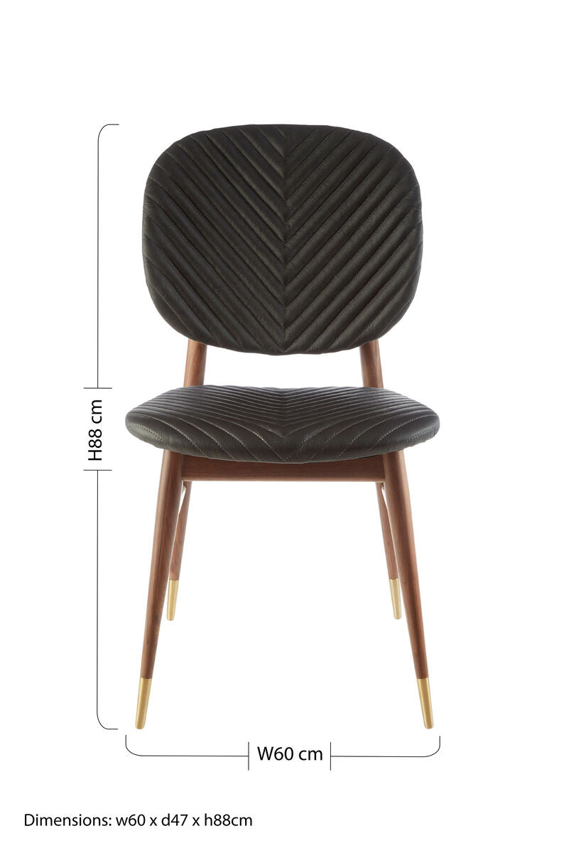 Kenso Black Leather and Walnut Wood Dining Chair - PN Home