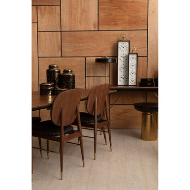 Kenso Black Leather and Walnut Wood Dining Chair - PN Home