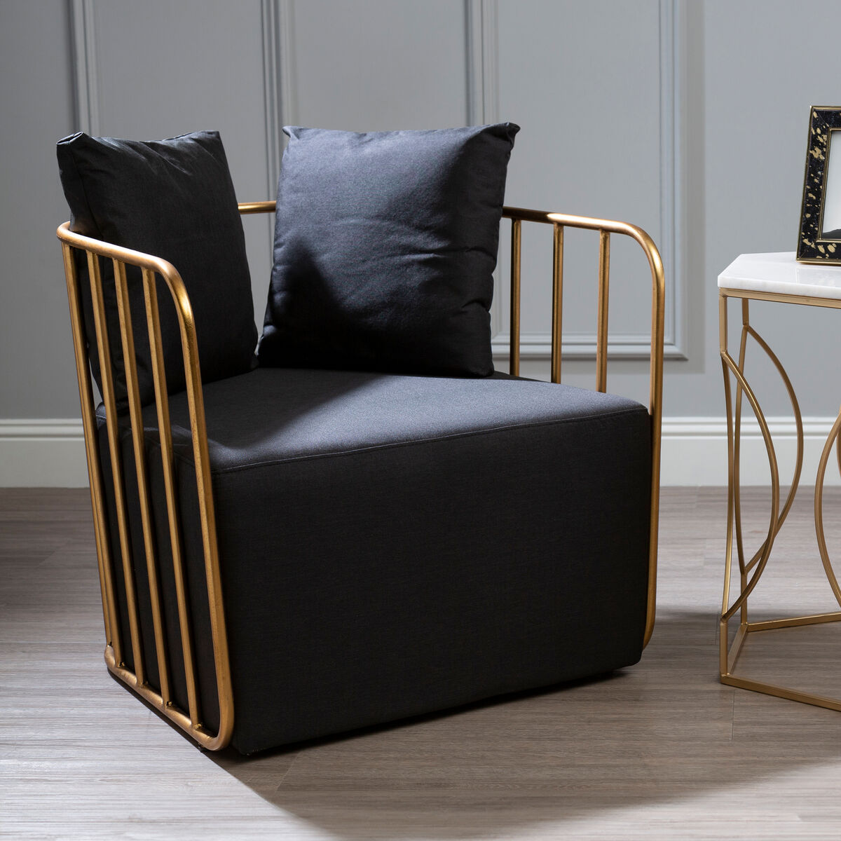 Rosina Black Linen Chair - PN Home