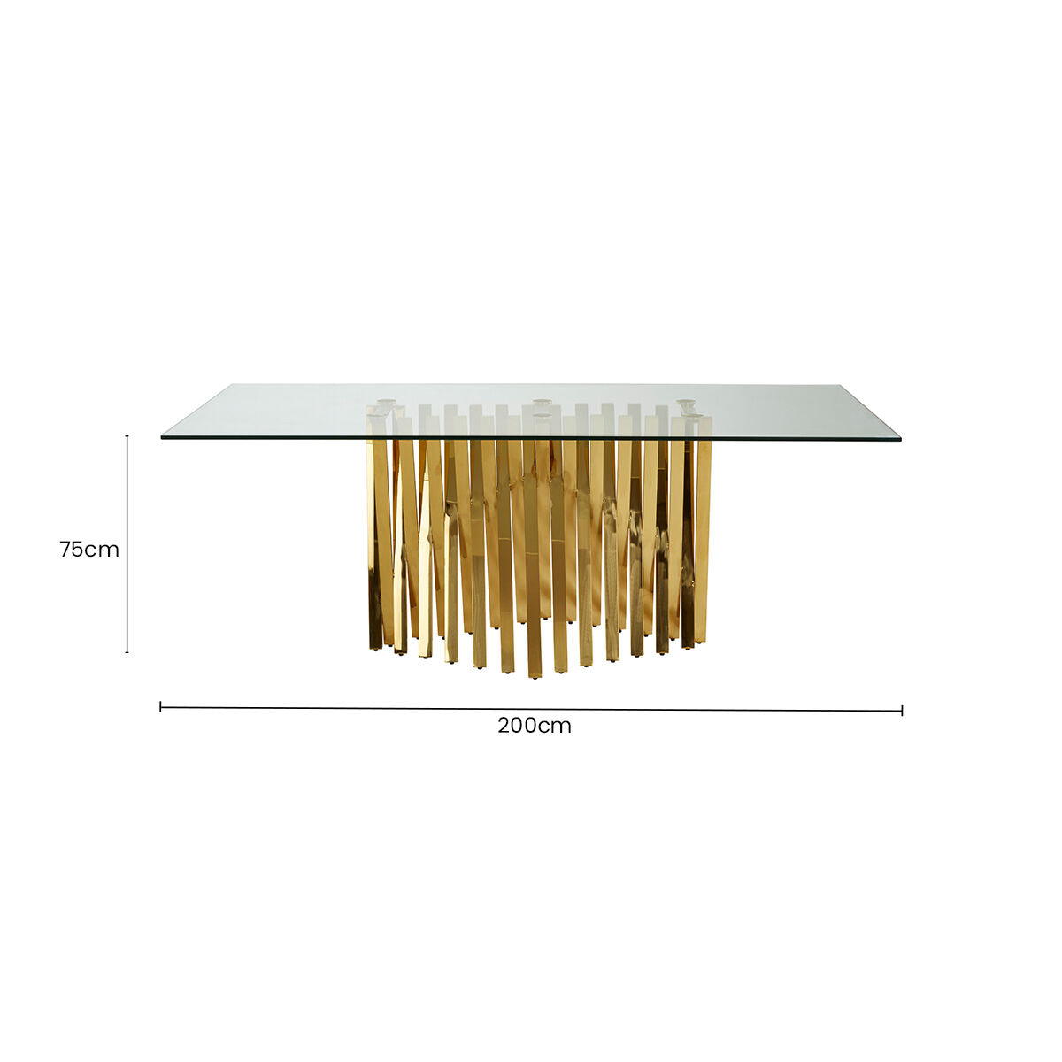 Clear Tempered Glass Top with Gold Stainless Steel Frame, Arezzo - PN Home