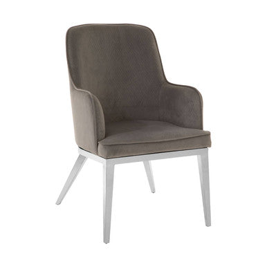 Eliza Grey Velvet Dining Chair With Silver Finish Legs - PN Home