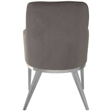 Eliza Grey Velvet Dining Chair With Silver Finish Legs - PN Home