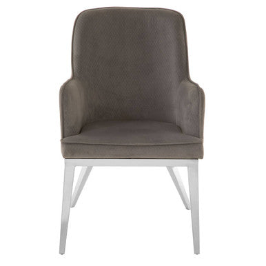 Eliza Grey Velvet Dining Chair With Silver Finish Legs - PN Home