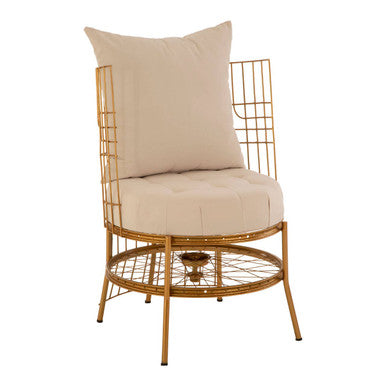 Mantis Gold Finish Wheel Design Chair With Cushion - PN Home