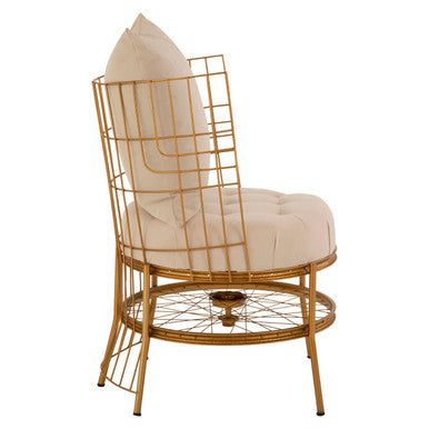 Mantis Gold Finish Wheel Design Chair With Cushion - PN Home
