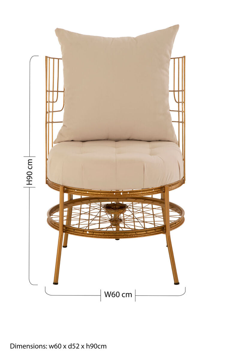 Mantis Gold Finish Wheel Design Chair With Cushion - PN Home