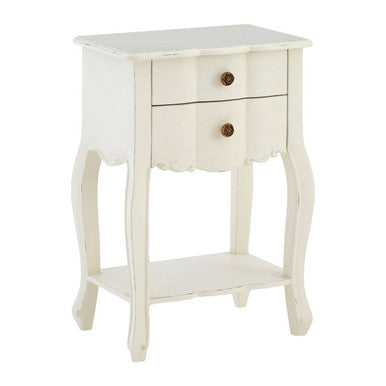 Loire 2 Drawer White Bedside Table