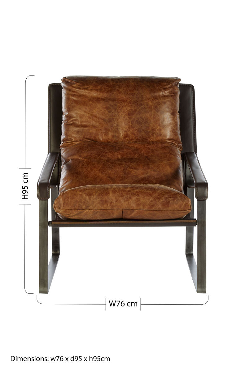 Hoxton Light Brown Leather Lounge Chair - PN Home
