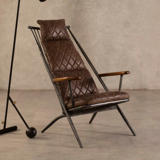Hoxton Genuine Brown Leather Chair - PN Home