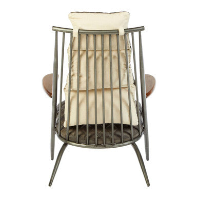 Hoxton Genuine Grey Leather Chair - PN Home
