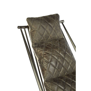 Hoxton Genuine Grey Leather Chair - PN Home
