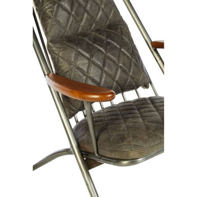 Hoxton Genuine Grey Leather Chair - PN Home