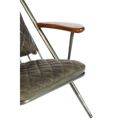 Hoxton Genuine Grey Leather Chair - PN Home