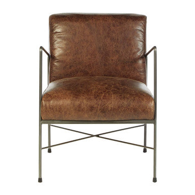 Hoxton Brown Leather Lounge Chair - PN Home