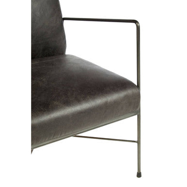 Hoxton Grey Leather Lounge Chair - PN Home
