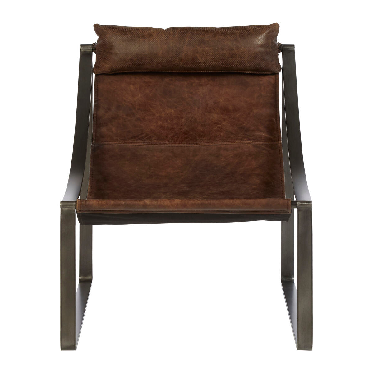 Hoxton Brown Leather Sling Chair - PN Home