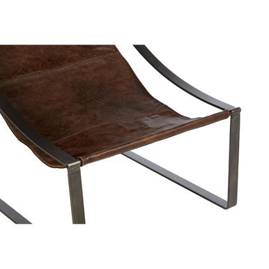 Hoxton Brown Leather Sling Chair - PN Home