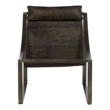 Hoxton Antique Black Leather Sling Chair - PN Home