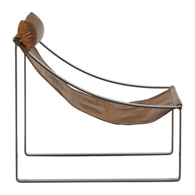 Hoxton Genuine Light Brown Leather Sling Chair - PN Home
