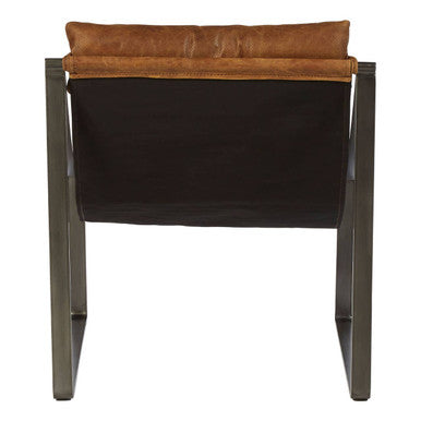 Hoxton Genuine Light Brown Leather Sling Chair - PN Home