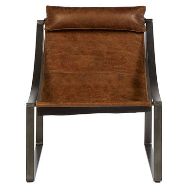 Hoxton Genuine Light Brown Leather Sling Chair - PN Home