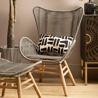 Sisal Grey Rope Lounge Chair and Footstool - PN Home