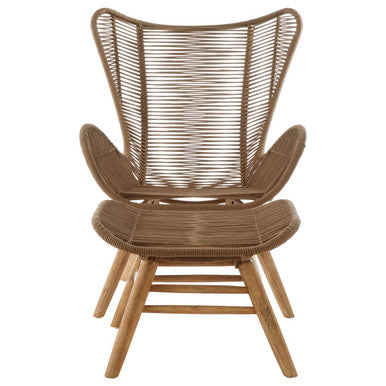 Sisal Latte Rope Lounge Chair And Footstool - PN Home